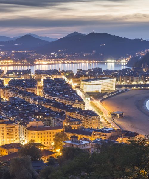Night view of the spanish city of Donostia San Sebastian, Basque
